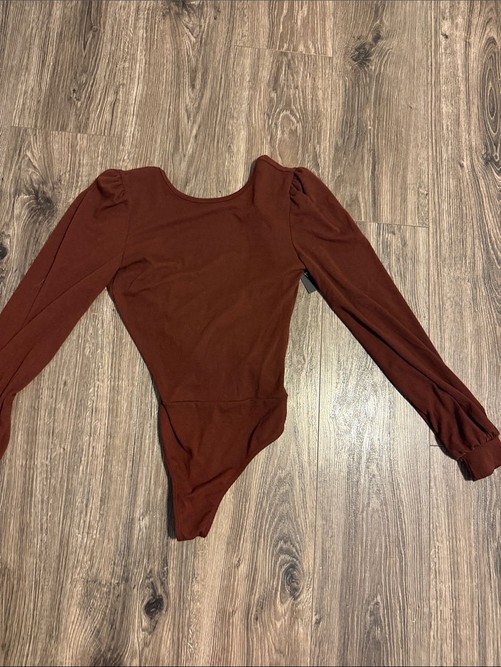 Vici Maroon Scoop Neck Long Sleeve Bodysuit